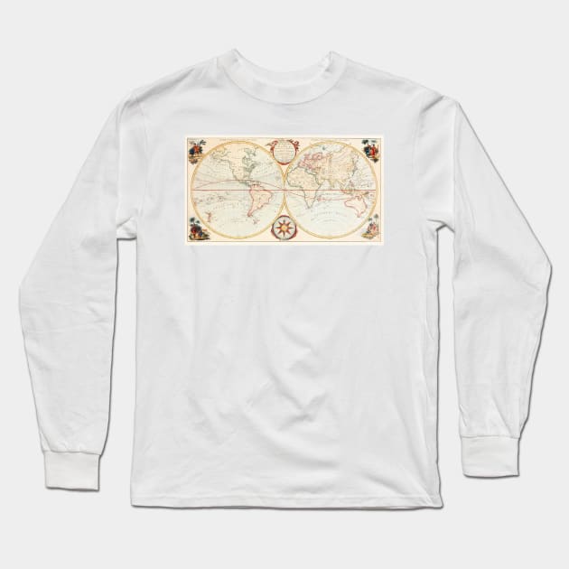 Hemispheres Map Long Sleeve T-Shirt by Big Term Designs